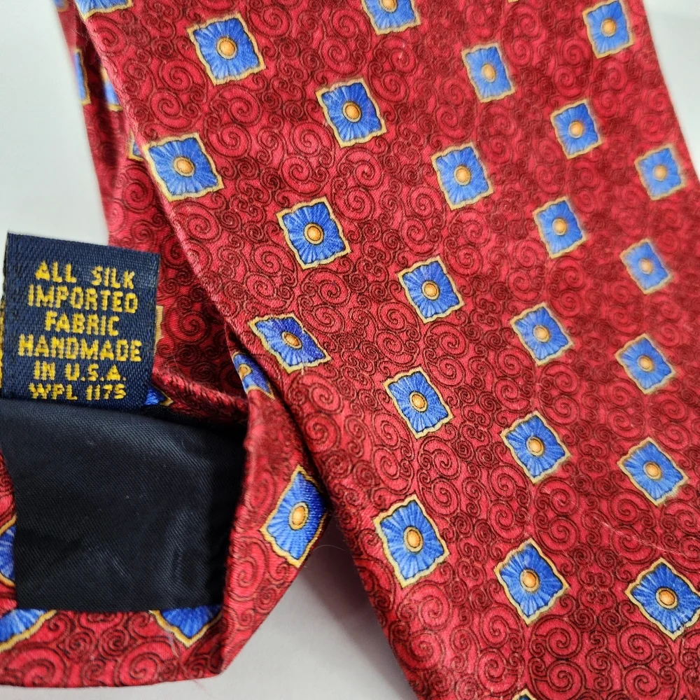 FABERGE Red & Blue Silk Tie.
